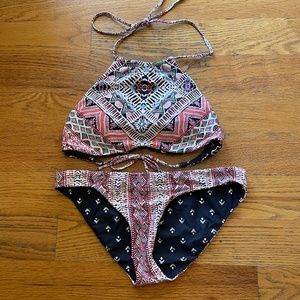 Billabong Girl's Free Waves Reversible Halter Bikini Top and Bottoms
